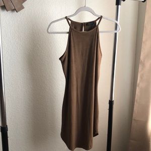Brown suede mini dress
